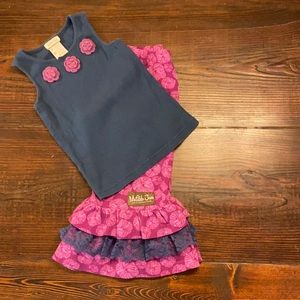 Matilda Jane July tank and Masquerade Big Ruffles outfit.